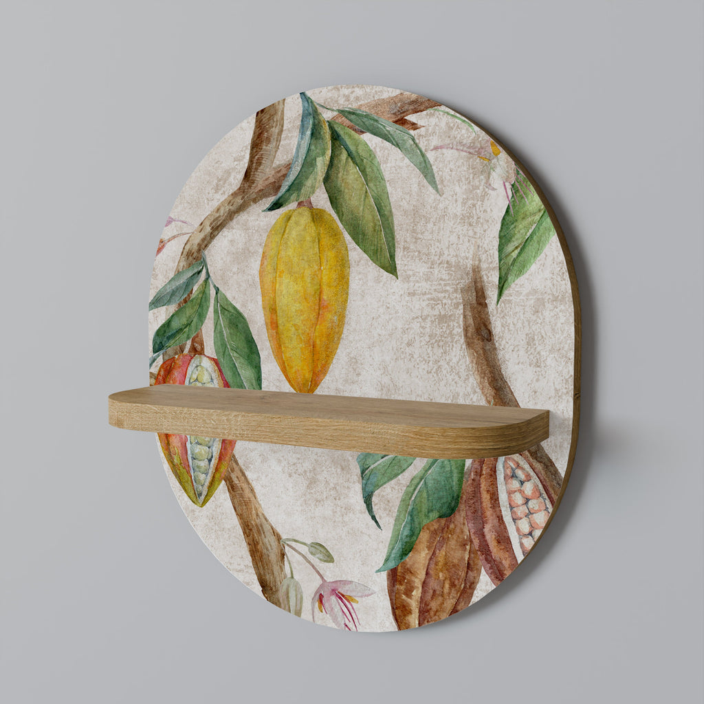 COCOA FRUITS Prateleira Oval Decorativa em Efeito Carvalho