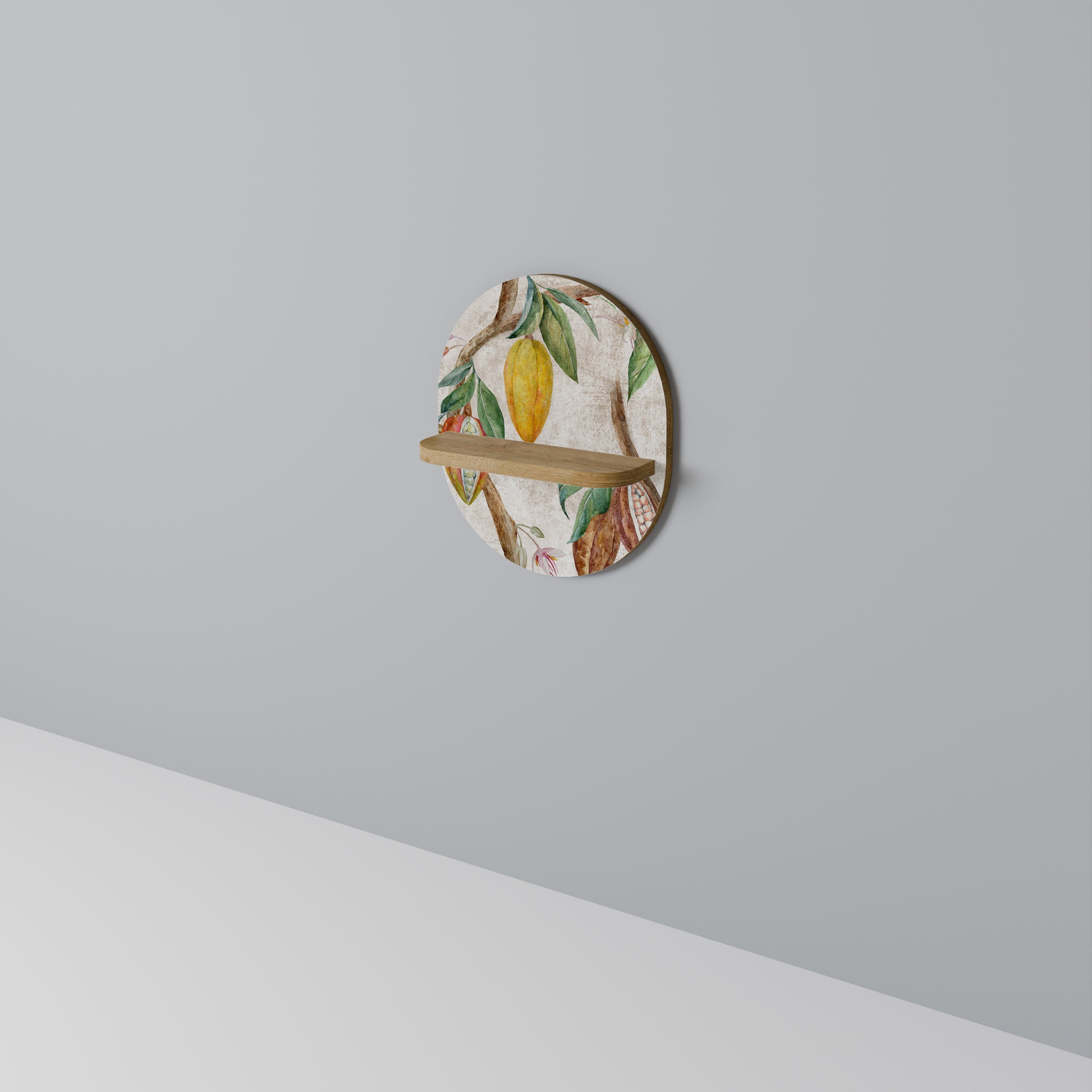 COCOA FRUITS Prateleira Oval Decorativa em Efeito Carvalho