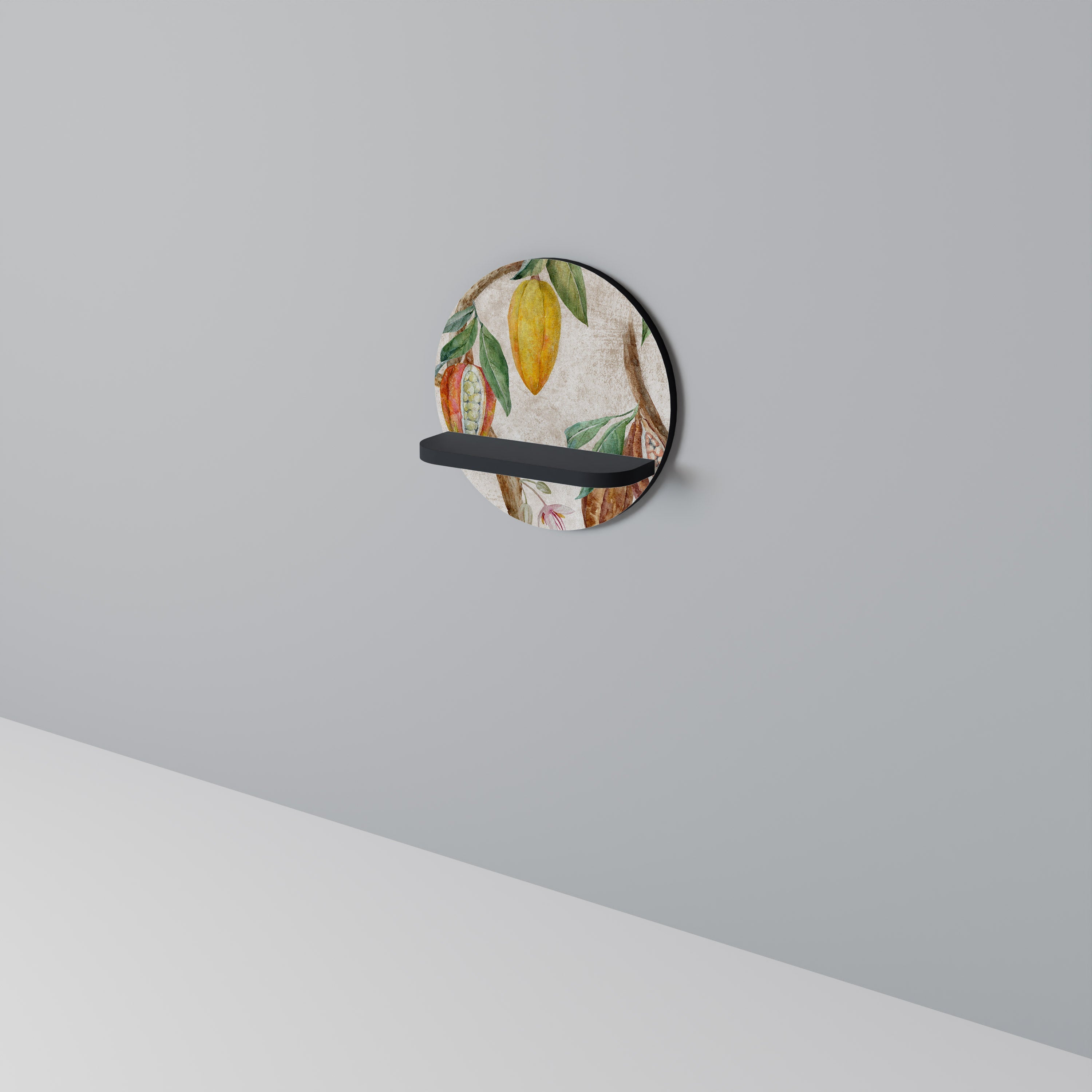 COCOA FRUITS Prateleira Redonda Decorativa em Acabamento Preto