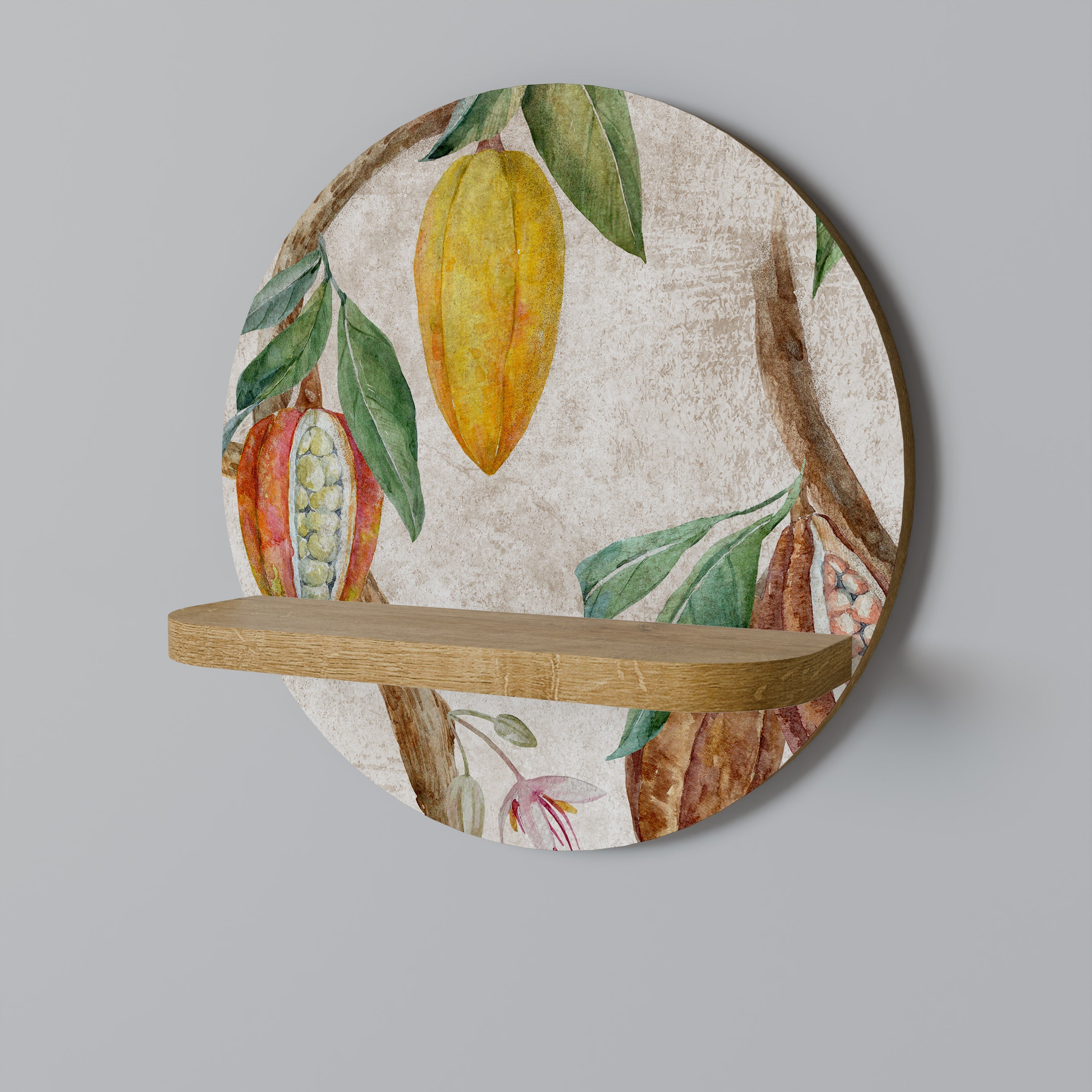 COCOA FRUITS Prateleira Redonda Decorativa em Efeito Carvalho