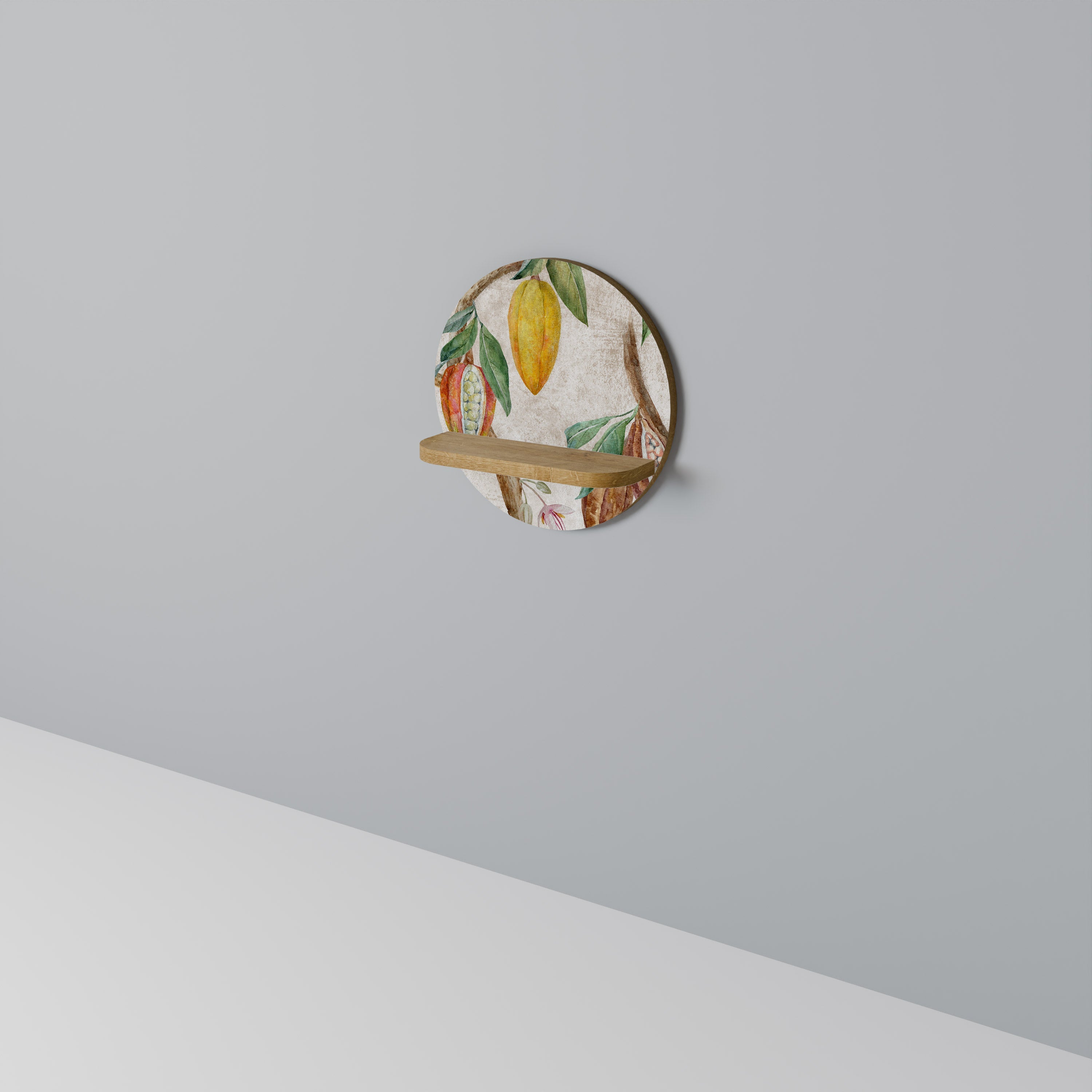 COCOA FRUITS Prateleira Redonda Decorativa em Efeito Carvalho