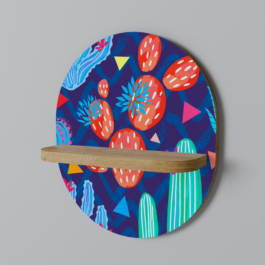 CACTUS VIBES Prateleira Oval Decorativa em Efeito Carvalho