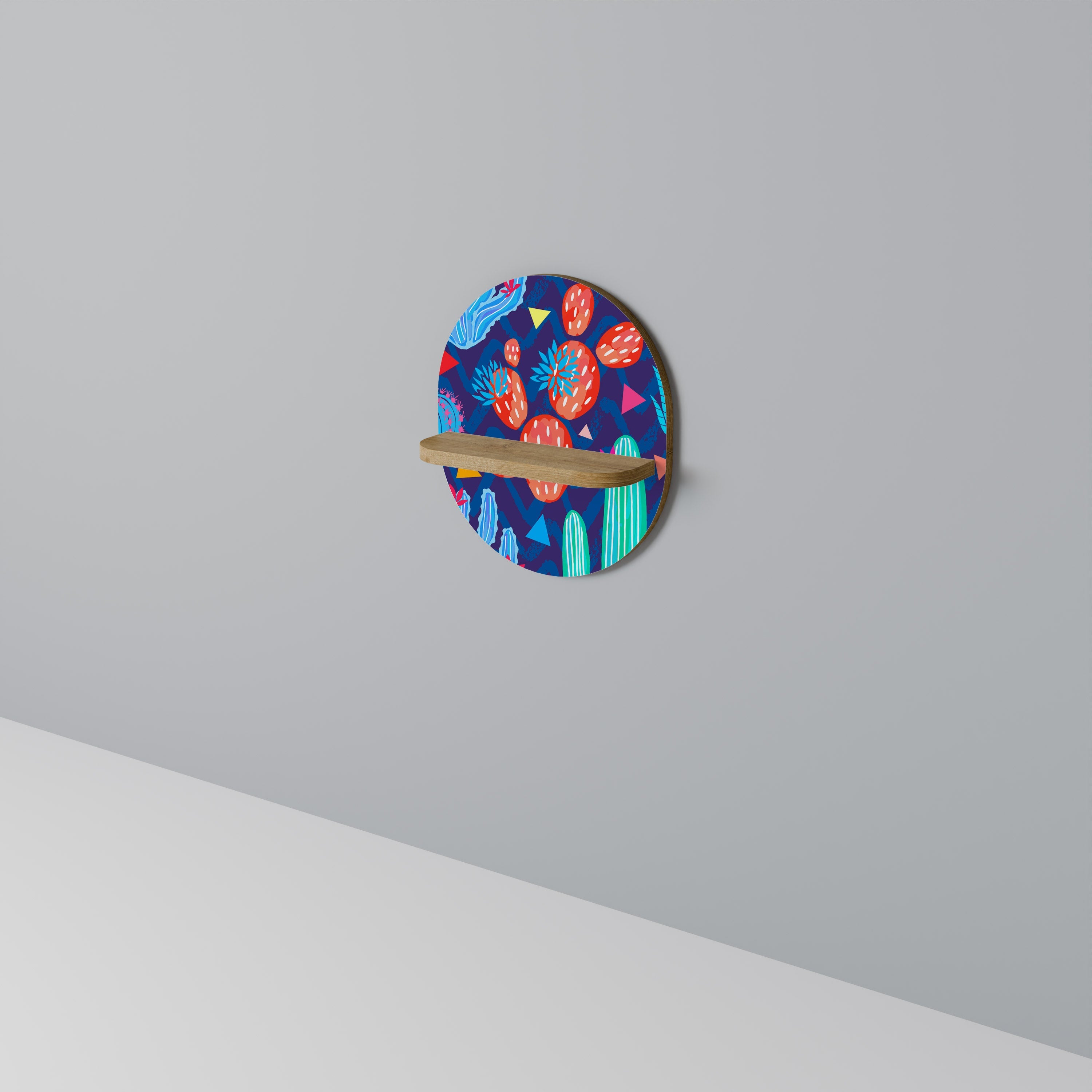 CACTUS VIBES Prateleira Oval Decorativa em Efeito Carvalho