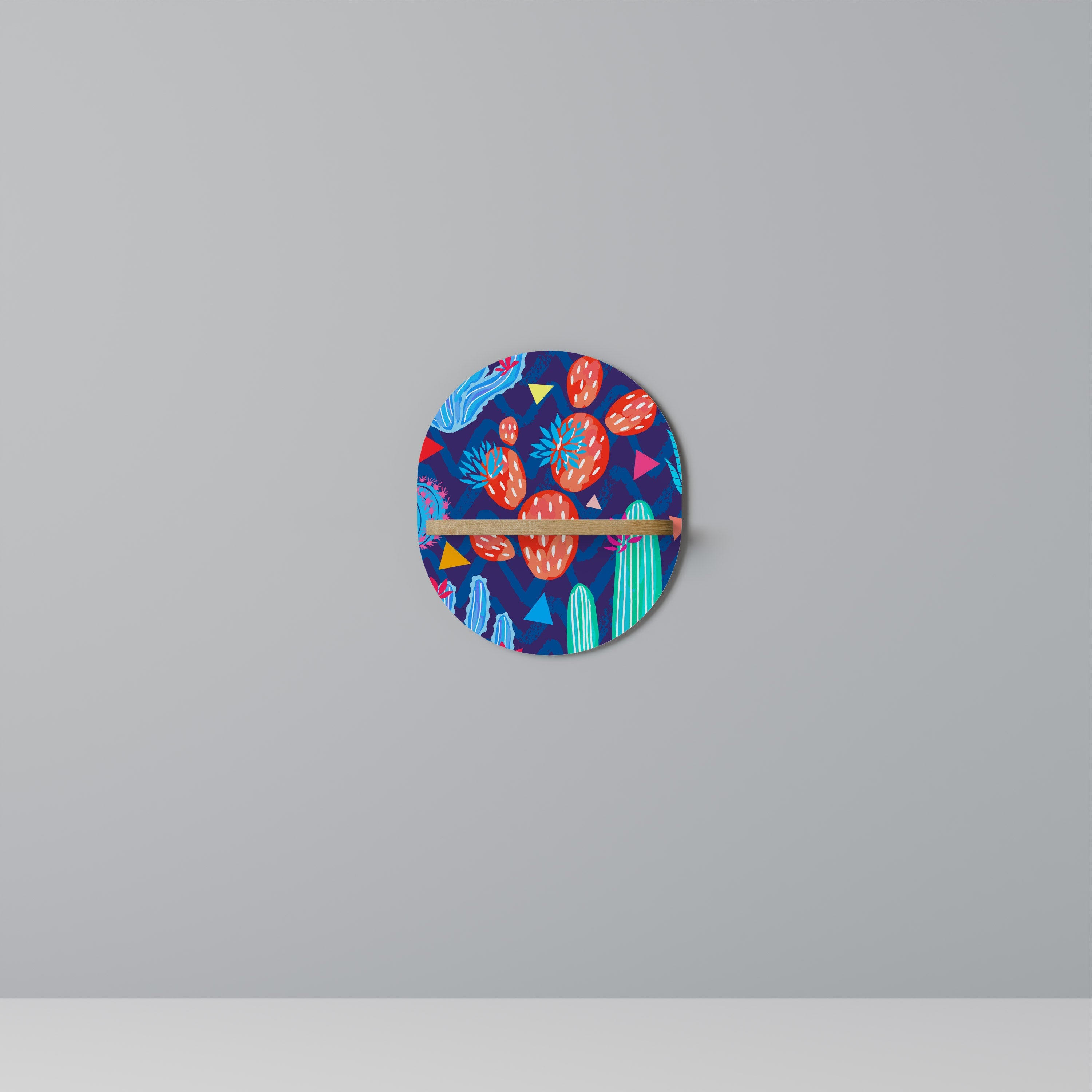 CACTUS VIBES Prateleira Oval Decorativa em Efeito Carvalho