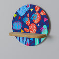 CACTUS VIBES Round Art Shelf In Oak Effect