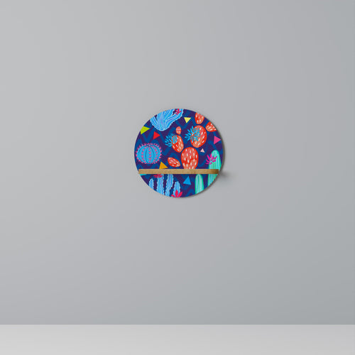 CACTUS VIBES Prateleira Redonda Decorativa em Efeito Carvalho