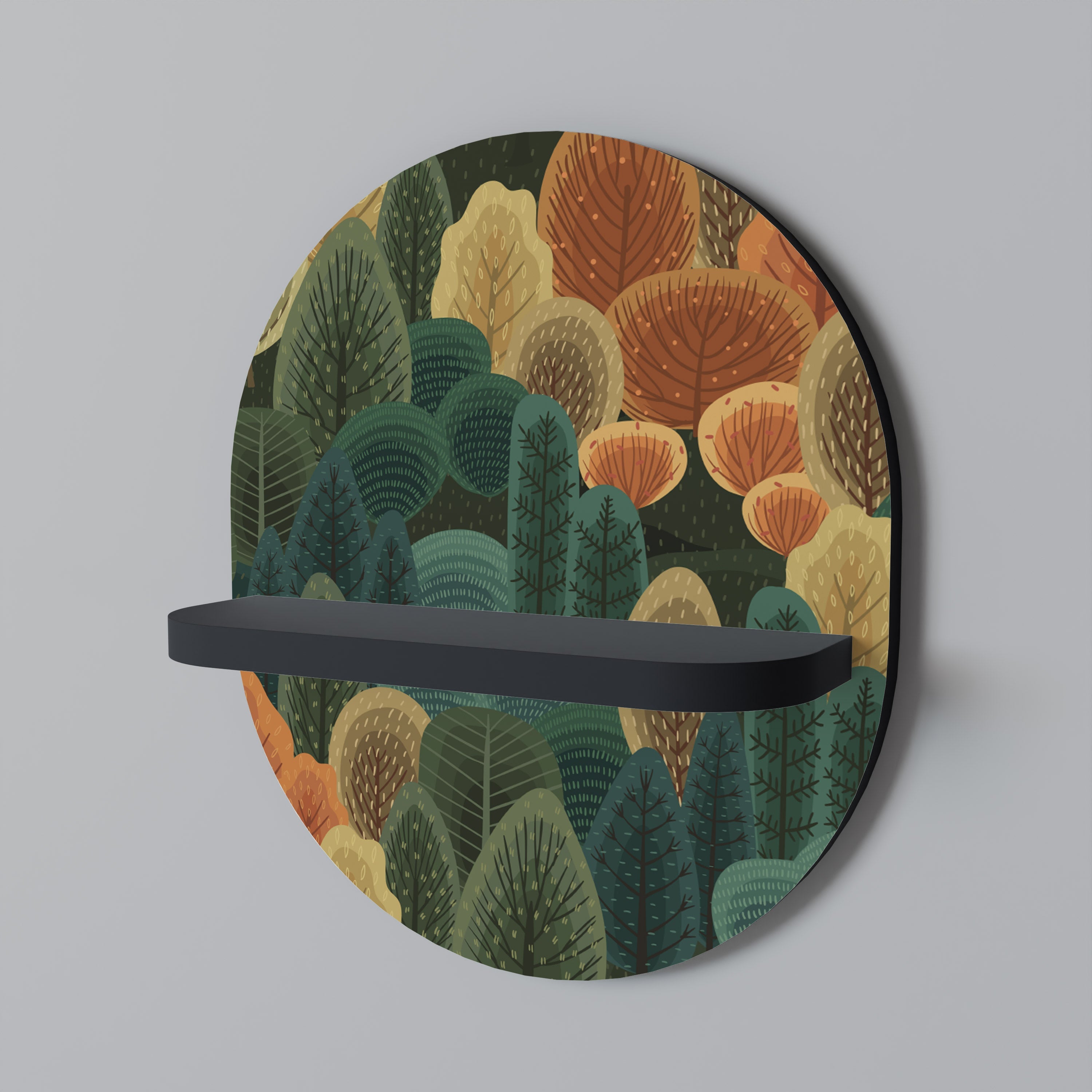 AUTUMN KALEIDOSCOPE Prateleira Oval Decorativa em Acabamento Preto