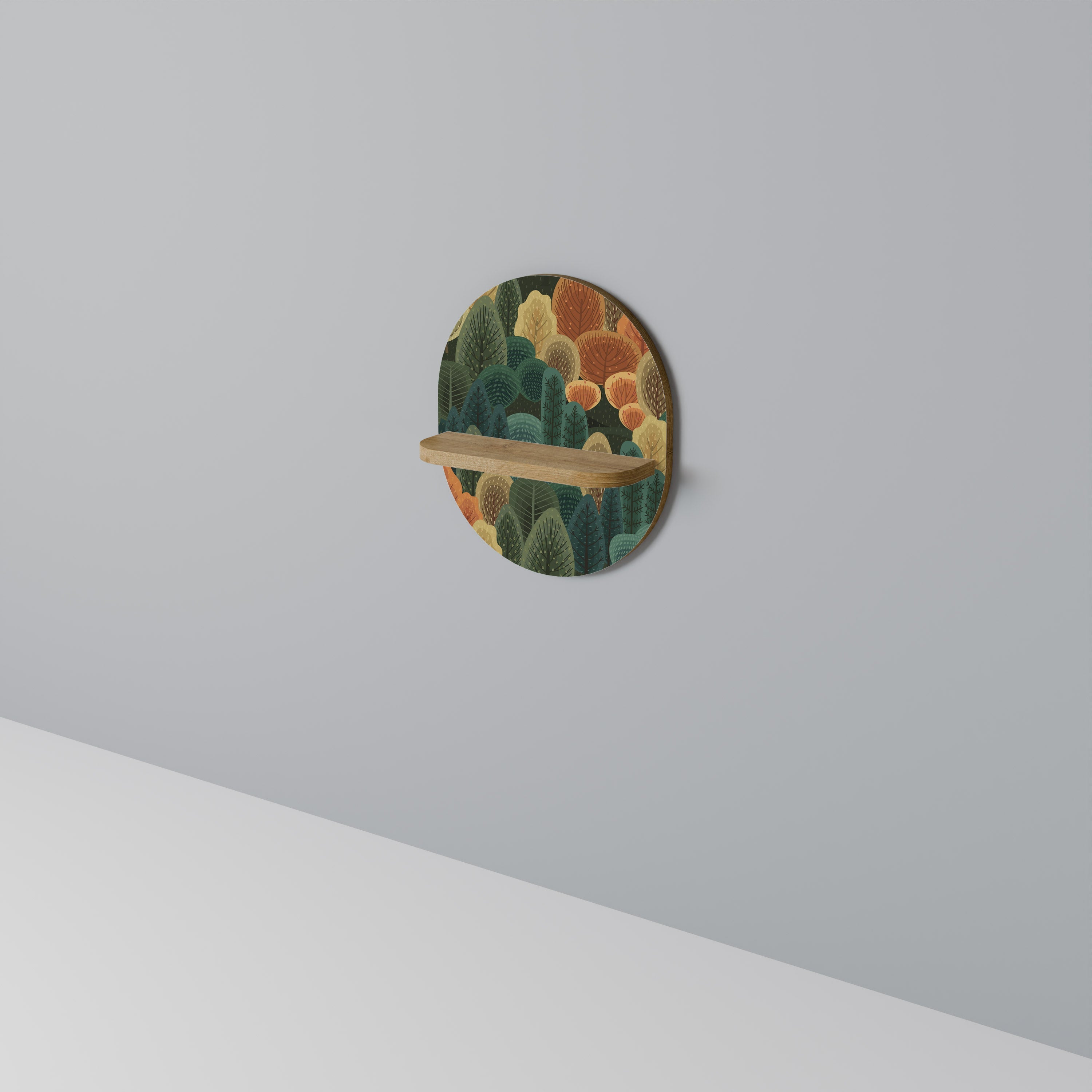 AUTUMN KALEIDOSCOPE Prateleira Oval Decorativa em Efeito Carvalho