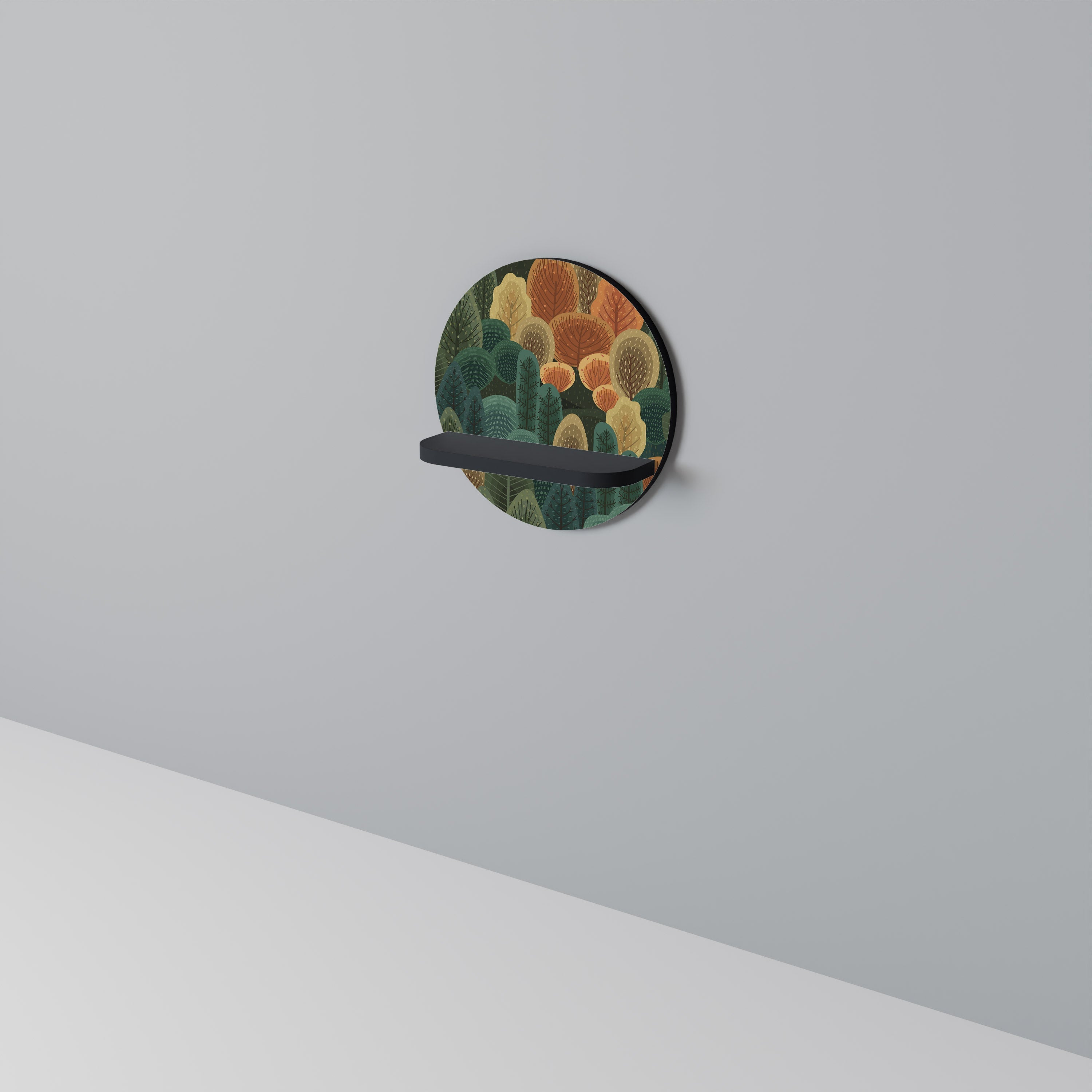 AUTUMN KALEIDOSCOPE Prateleira Redonda Decorativa em Acabamento Preto