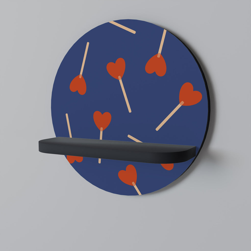 SWEET LOVE Prateleira Redonda Decorativa em Acabamento Preto