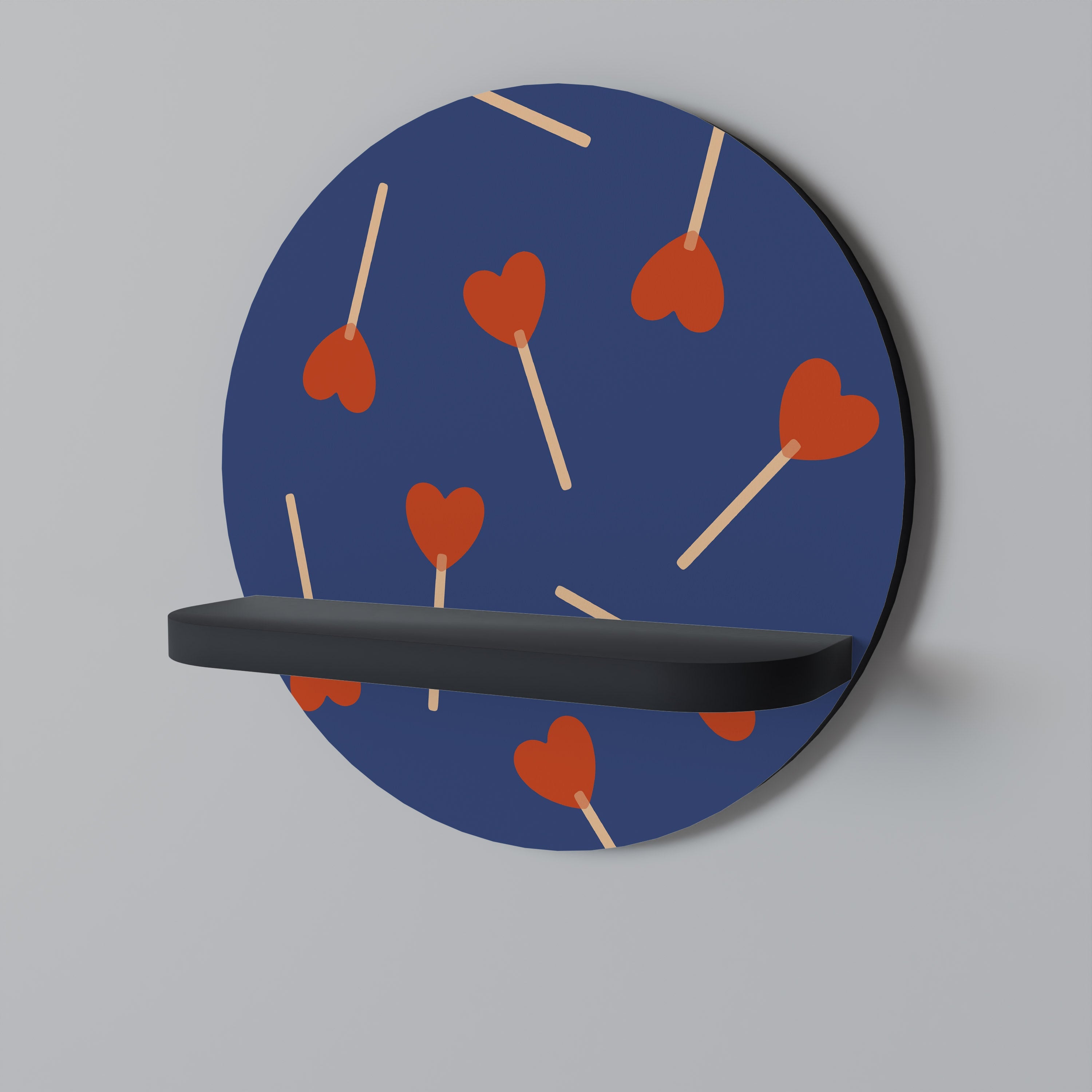 SWEET LOVE Prateleira Redonda Decorativa em Acabamento Preto