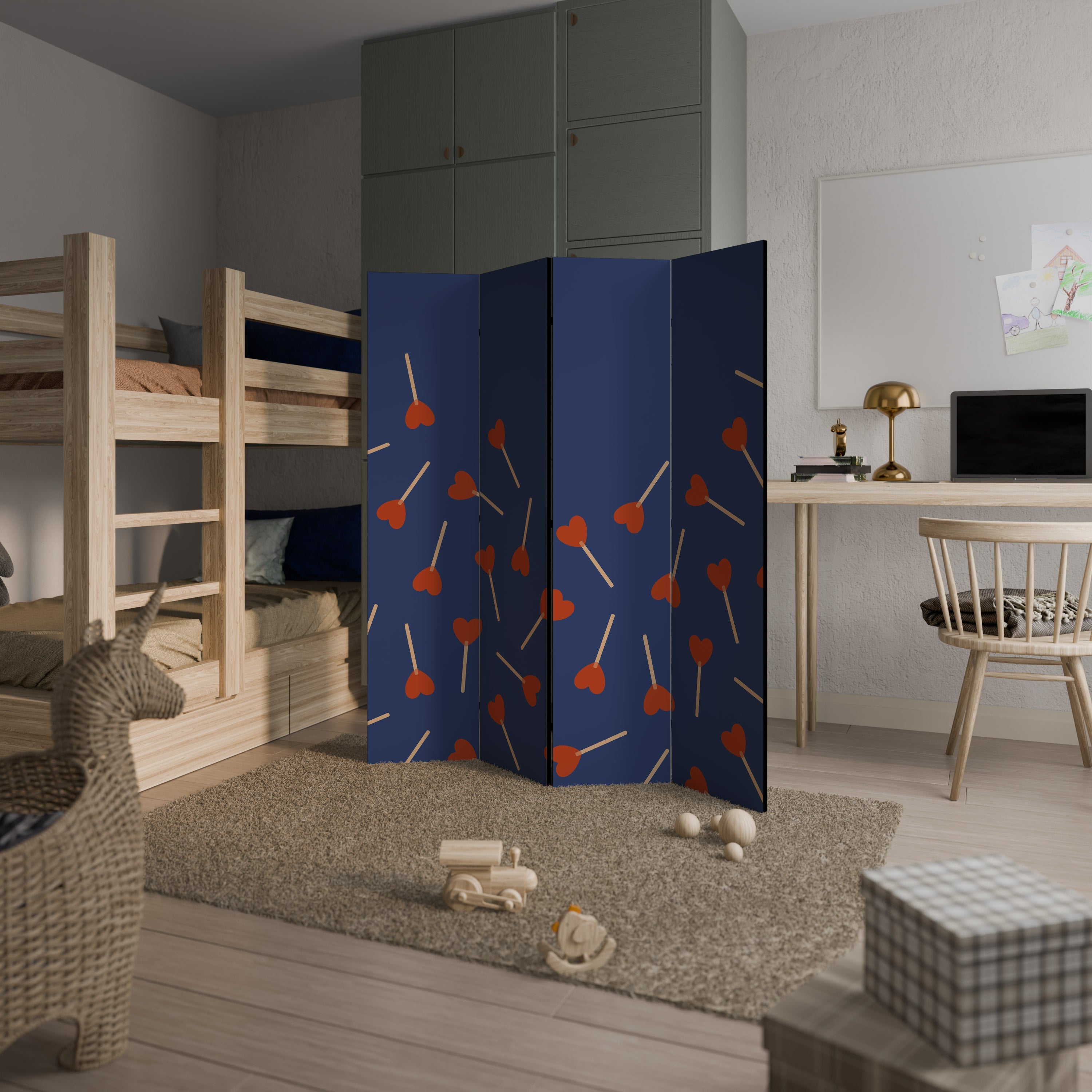 SWEET LOVE Biombo Decorativo de 4 Painéis