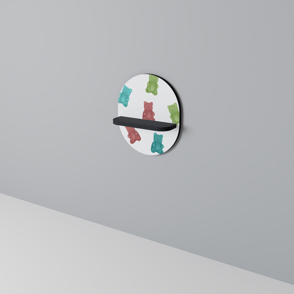 GUMMY BEARS Prateleira Oval Decorativa em Acabamento Preto