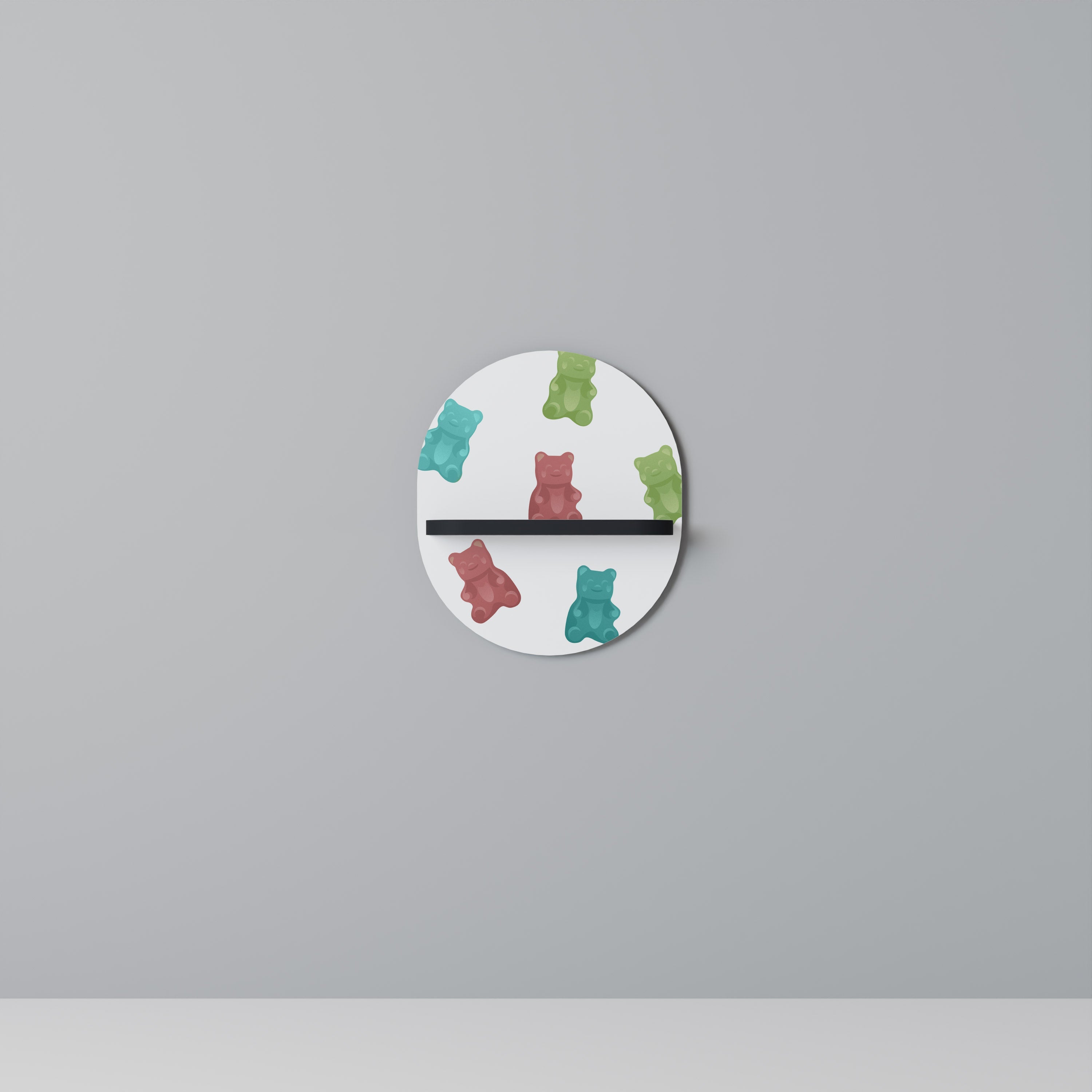 GUMMY BEARS Prateleira Oval Decorativa em Acabamento Preto