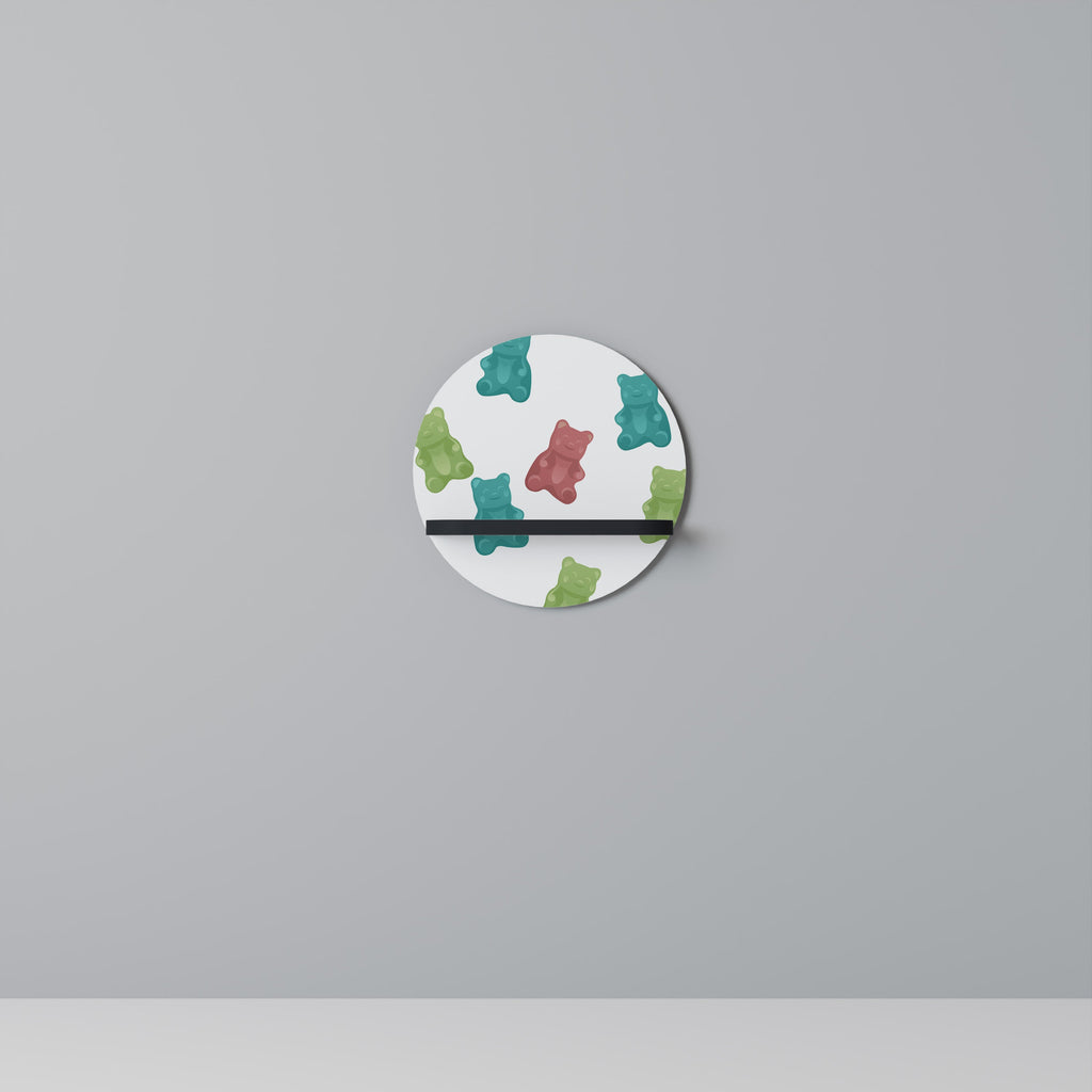 GUMMY BEARS Prateleira Redonda Decorativa em Acabamento Preto