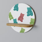 GUMMY BEARS Round Art Shelf In Oak Effect