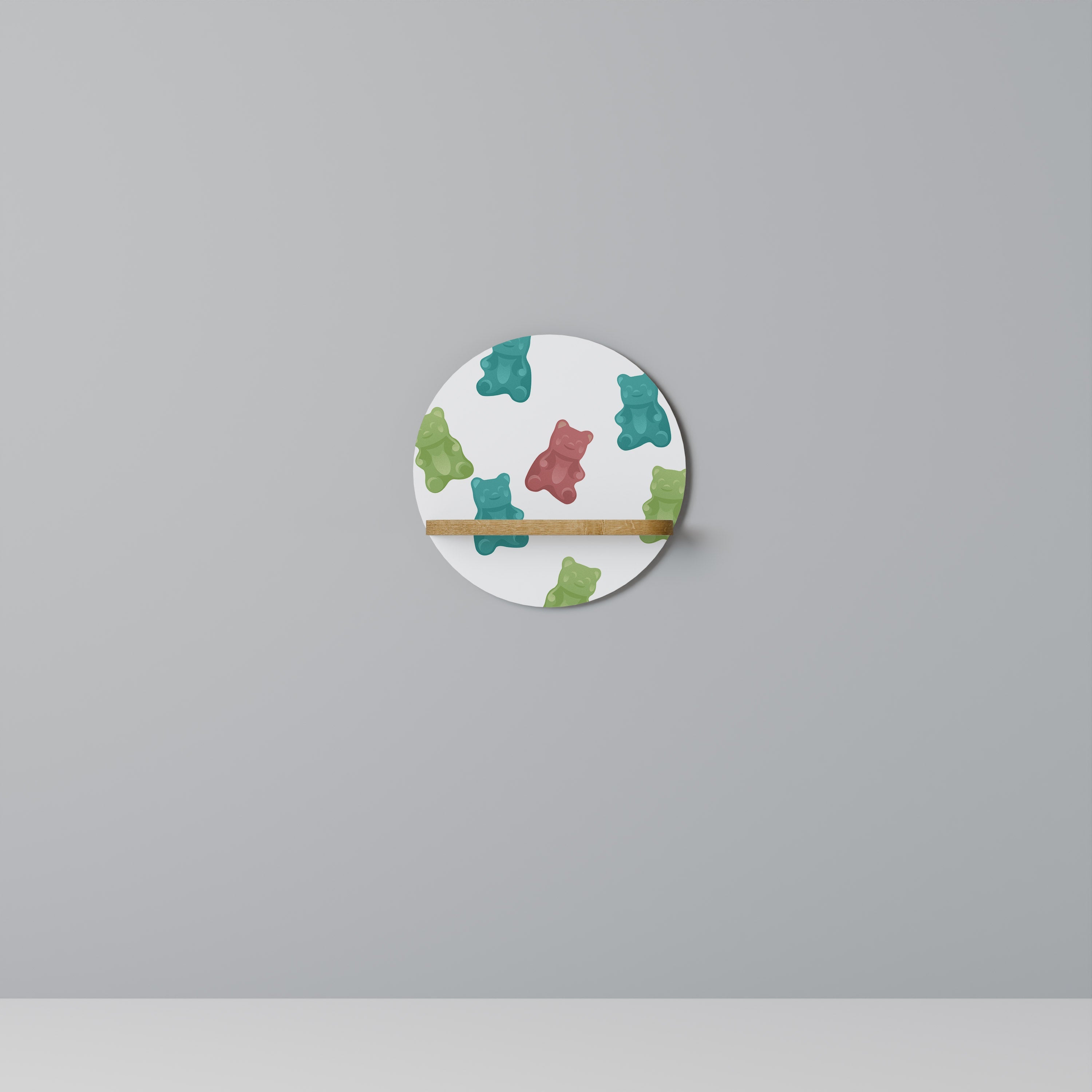 GUMMY BEARS Prateleira Redonda Decorativa em Efeito Carvalho