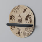 AFRICAN STYLE Prateleira Oval Decorativa em Acabamento Preto