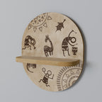AFRICAN STYLE Prateleira Oval Decorativa em Efeito Carvalho
