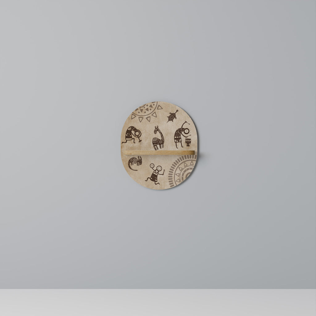 AFRICAN STYLE Prateleira Oval Decorativa em Efeito Carvalho