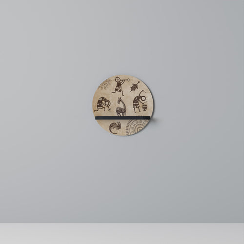 AFRICAN STYLE Prateleira Redonda Decorativa em Acabamento Preto