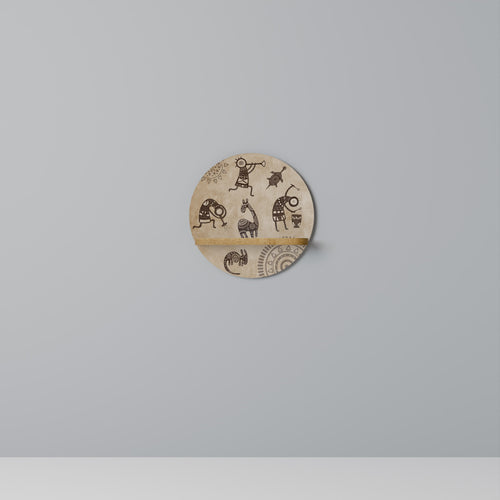 AFRICAN STYLE Prateleira Redonda Decorativa em Efeito Carvalho