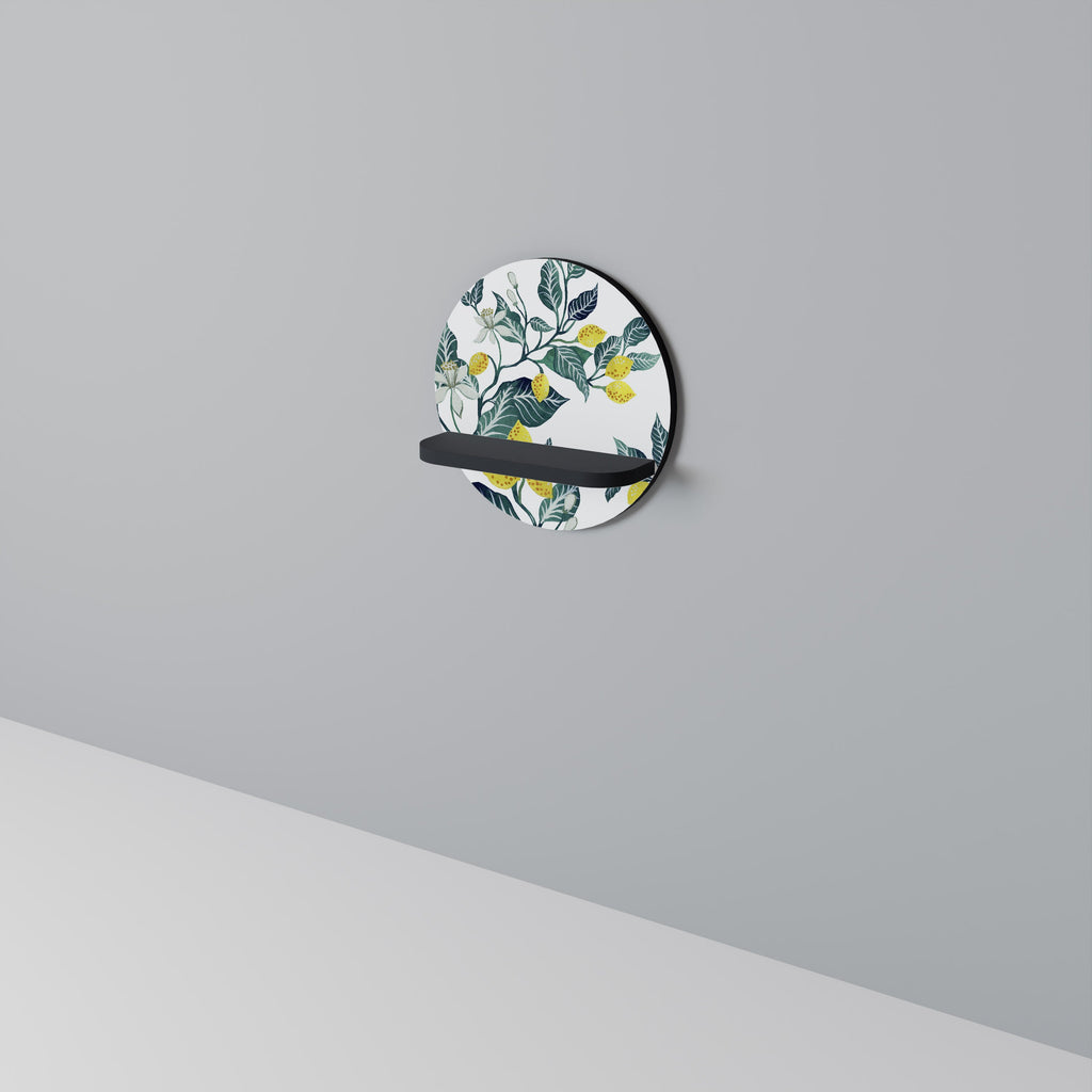 LEMON TREE Round Art Shelf In Black Finish