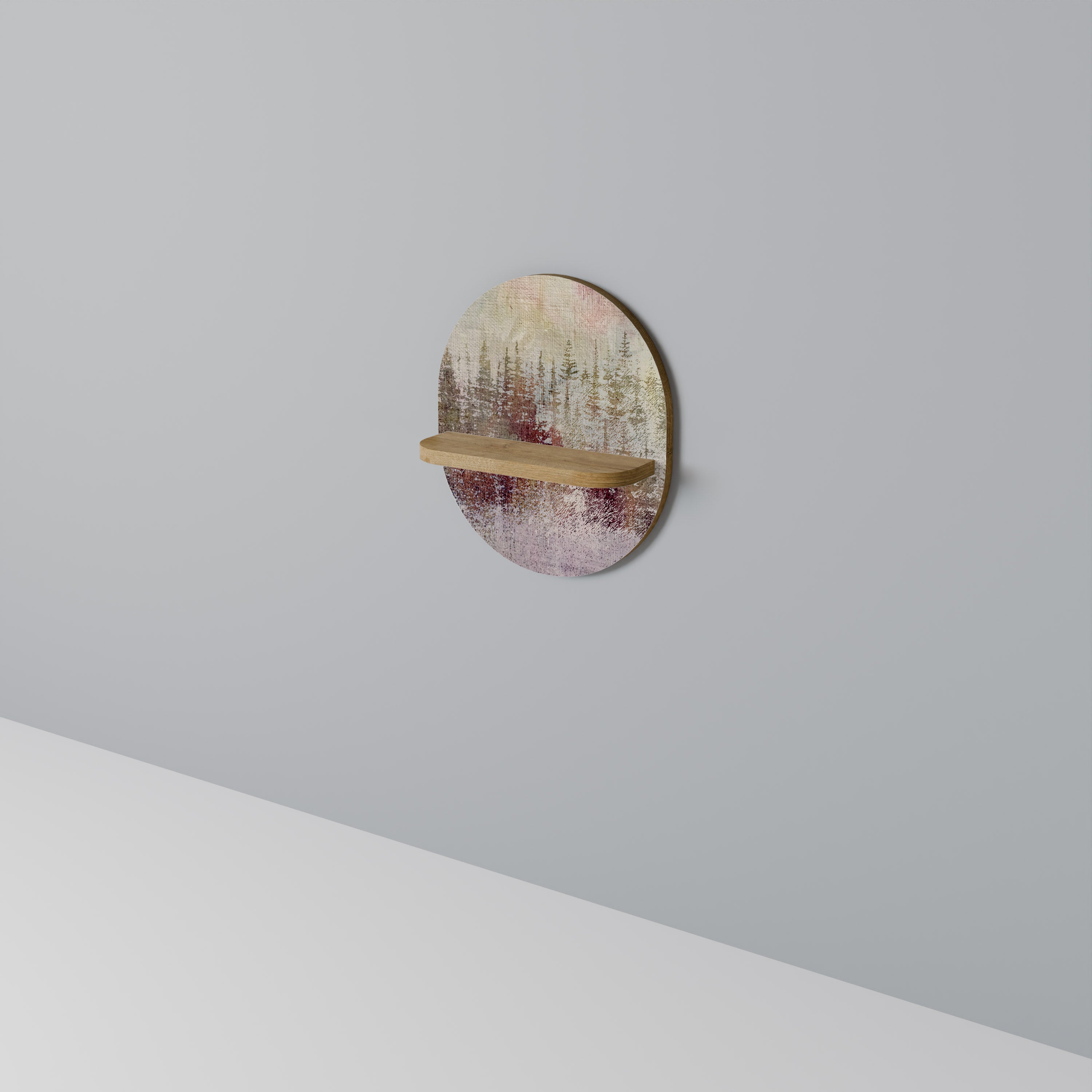 VEILED SUMMIT Prateleira Oval Decorativa em Efeito Carvalho