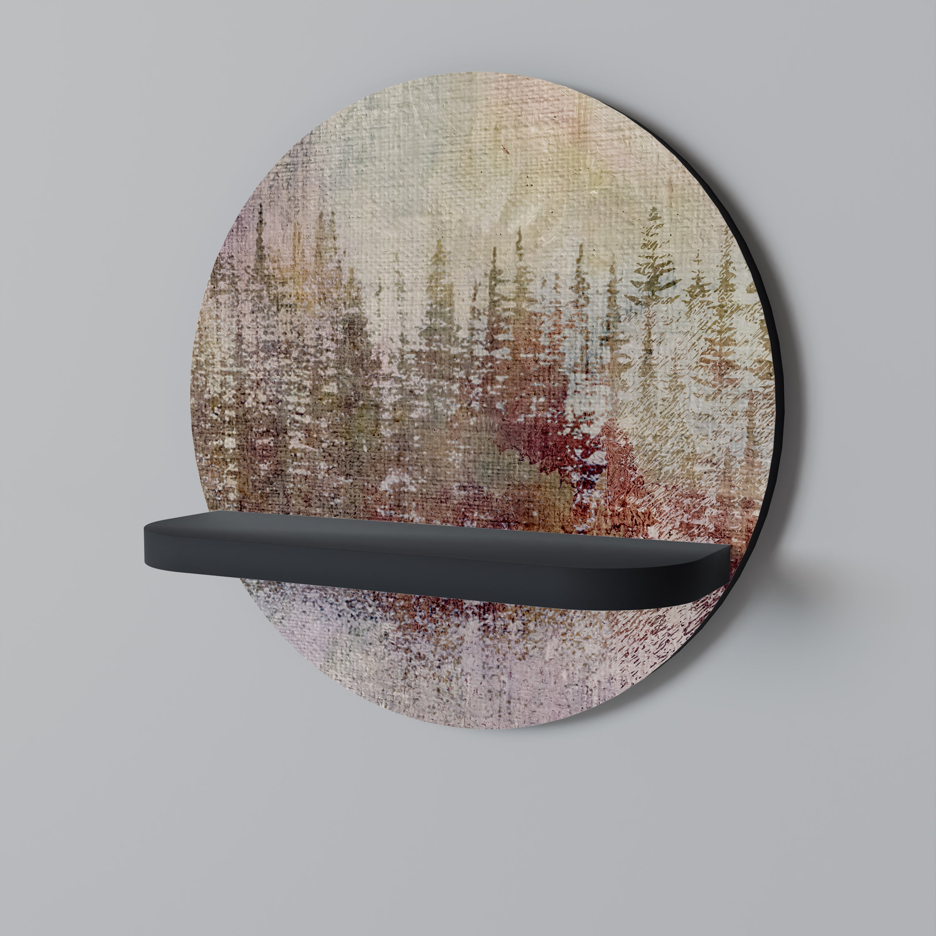 VEILED SUMMIT Prateleira Redonda Decorativa em Acabamento Preto