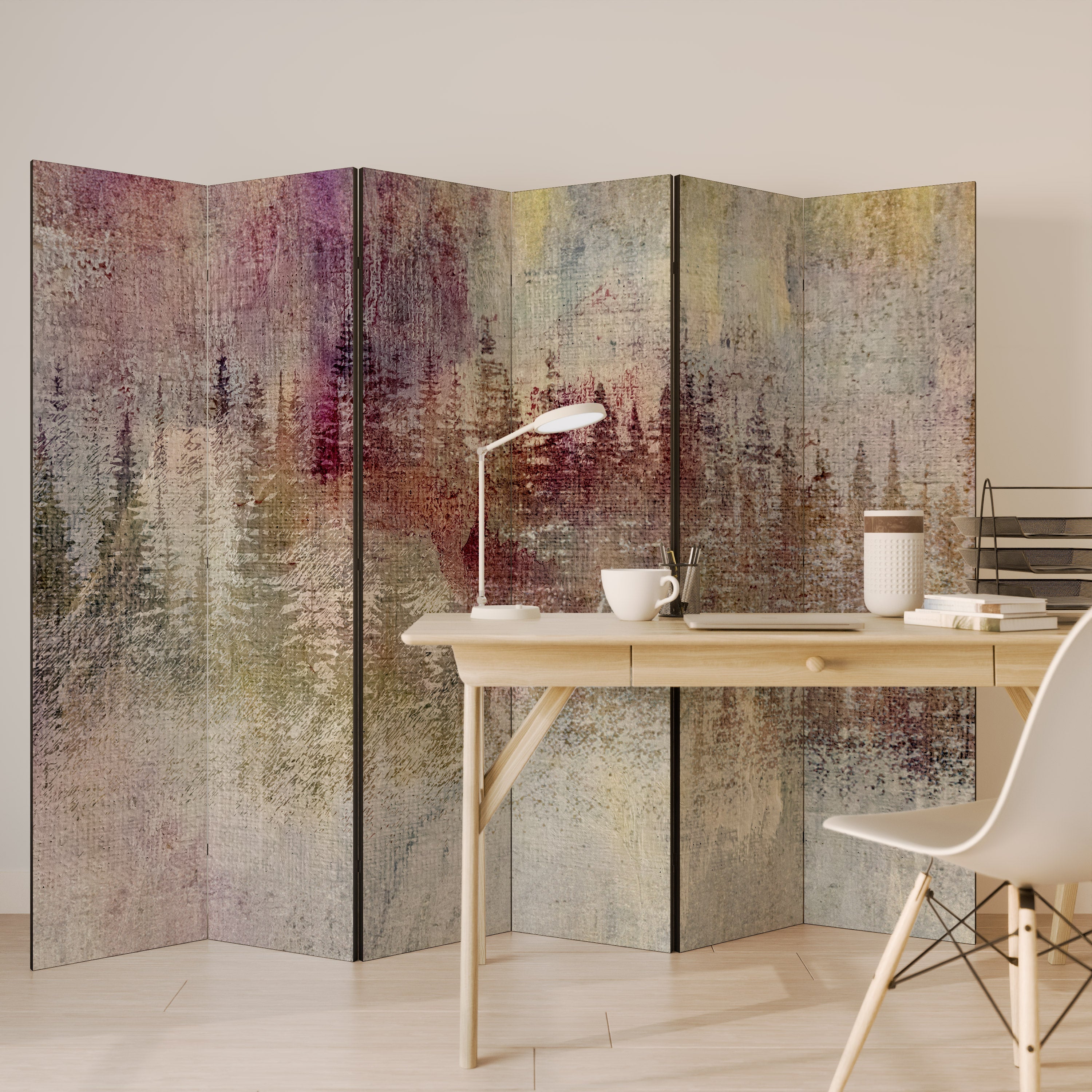 VEILED SUMMIT Biombo Decorativo de 6 Painéis