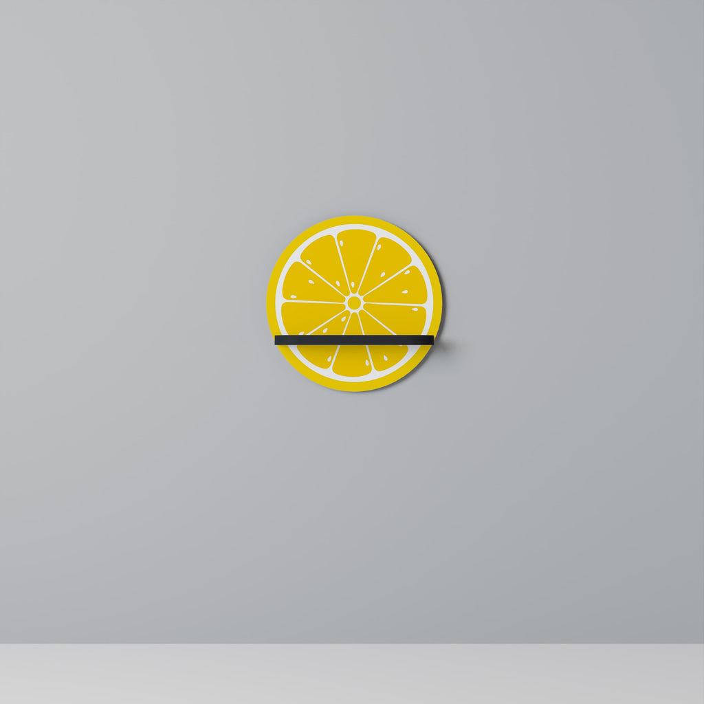 STRENGTHENING LEMON Prateleira Redonda Decorativa em Acabamento Preto
