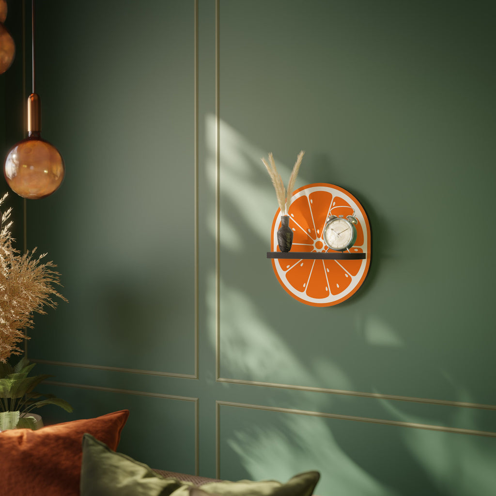 JUICY ORANGE Prateleira Oval Decorativa em Acabamento Preto