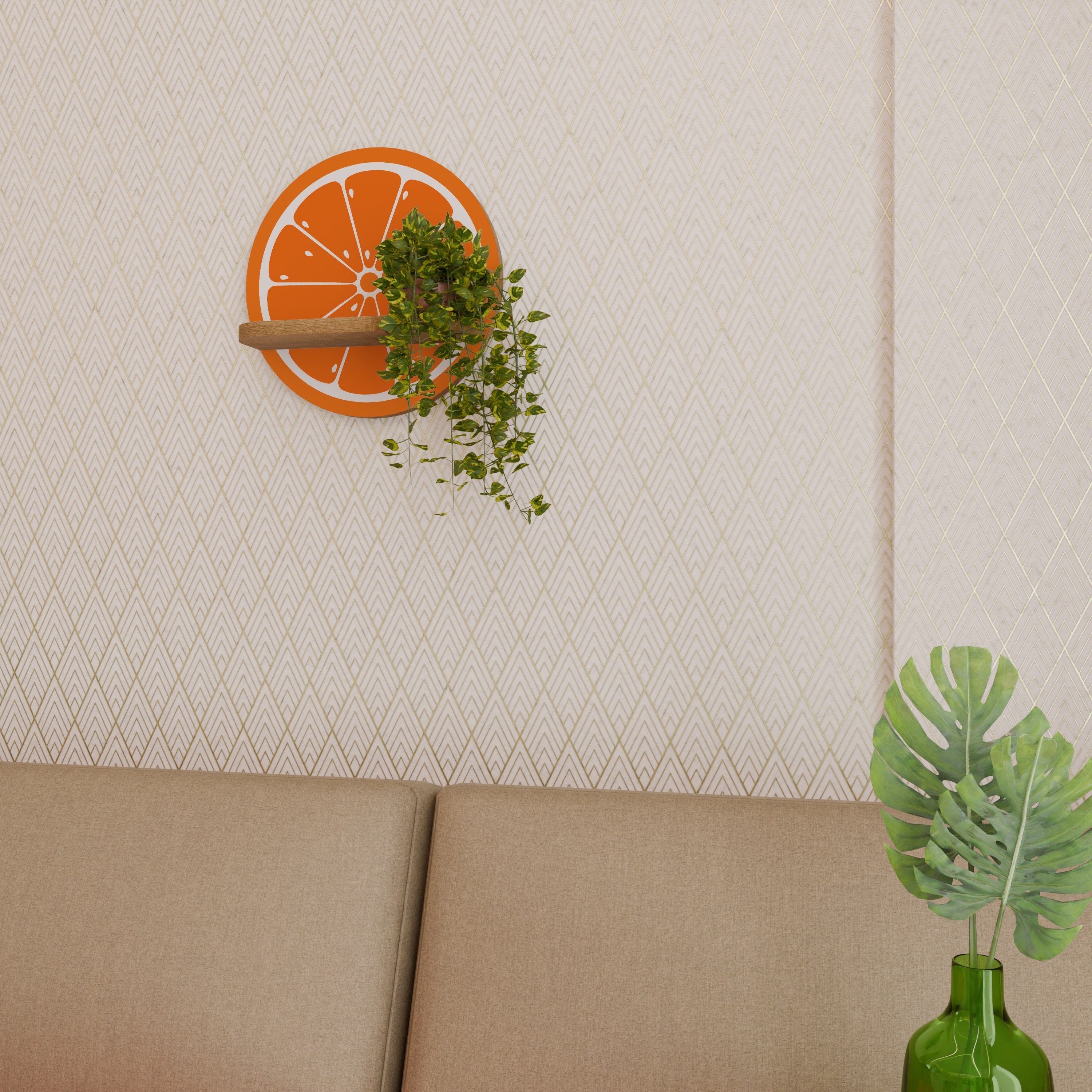 JUICY ORANGE Prateleira Redonda Decorativa em Efeito Carvalho