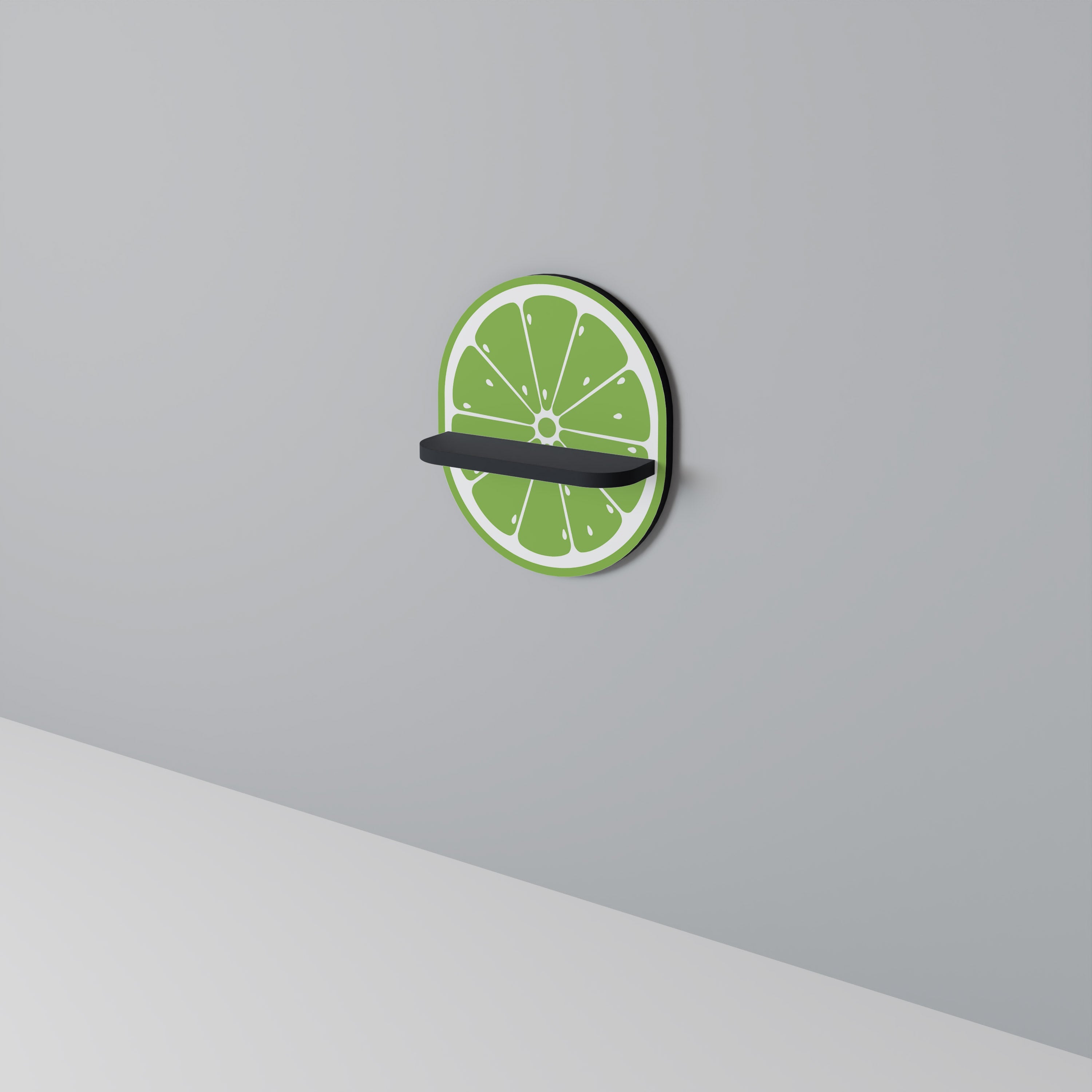 REFRESHING LIME Prateleira Oval Decorativa em Acabamento Preto