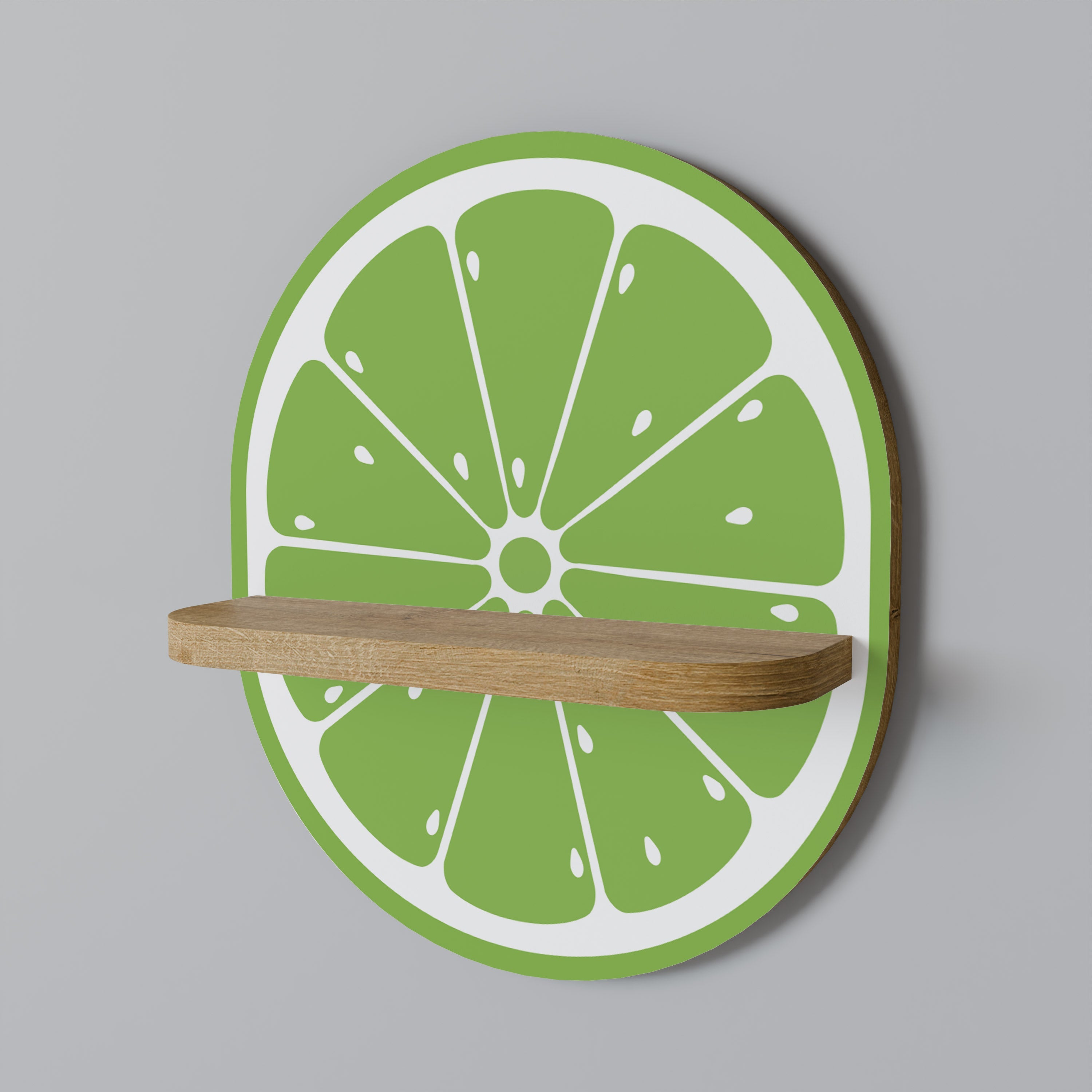 REFRESHING LIME Prateleira Oval Decorativa em Efeito Carvalho