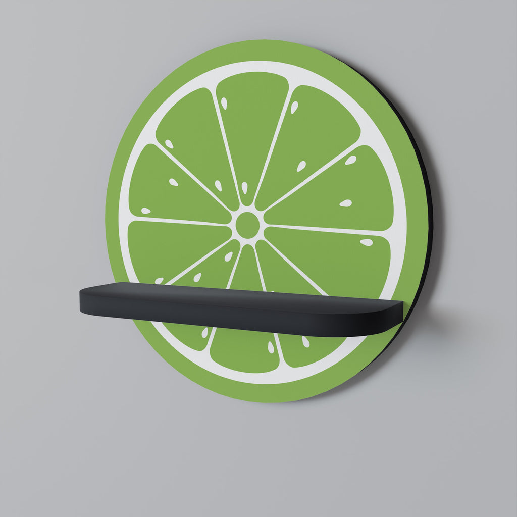 REFRESHING LIME Prateleira Redonda Decorativa em Acabamento Preto