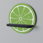 REFRESHING LIME Prateleira Redonda Decorativa em Acabamento Preto