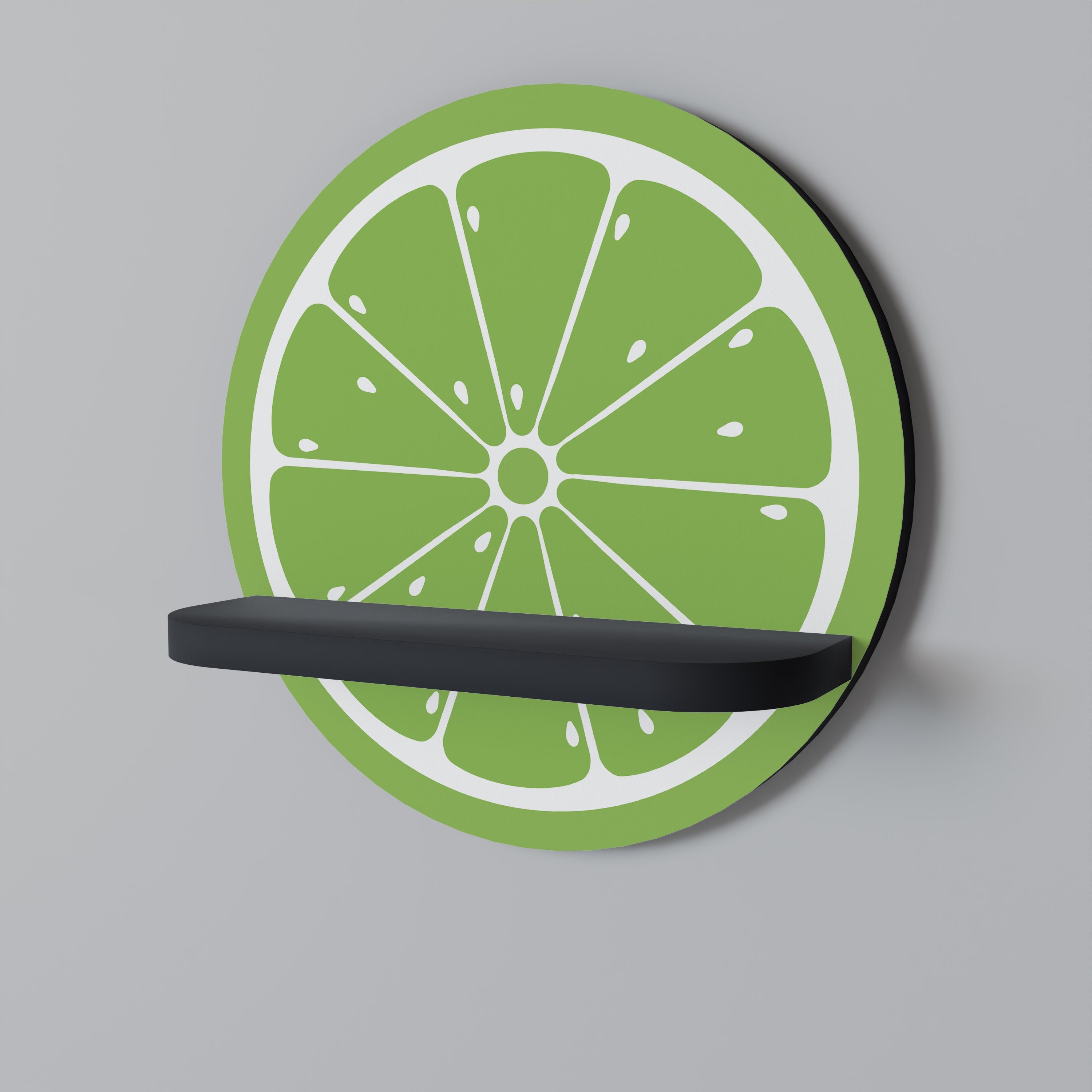 REFRESHING LIME Prateleira Redonda Decorativa em Acabamento Preto