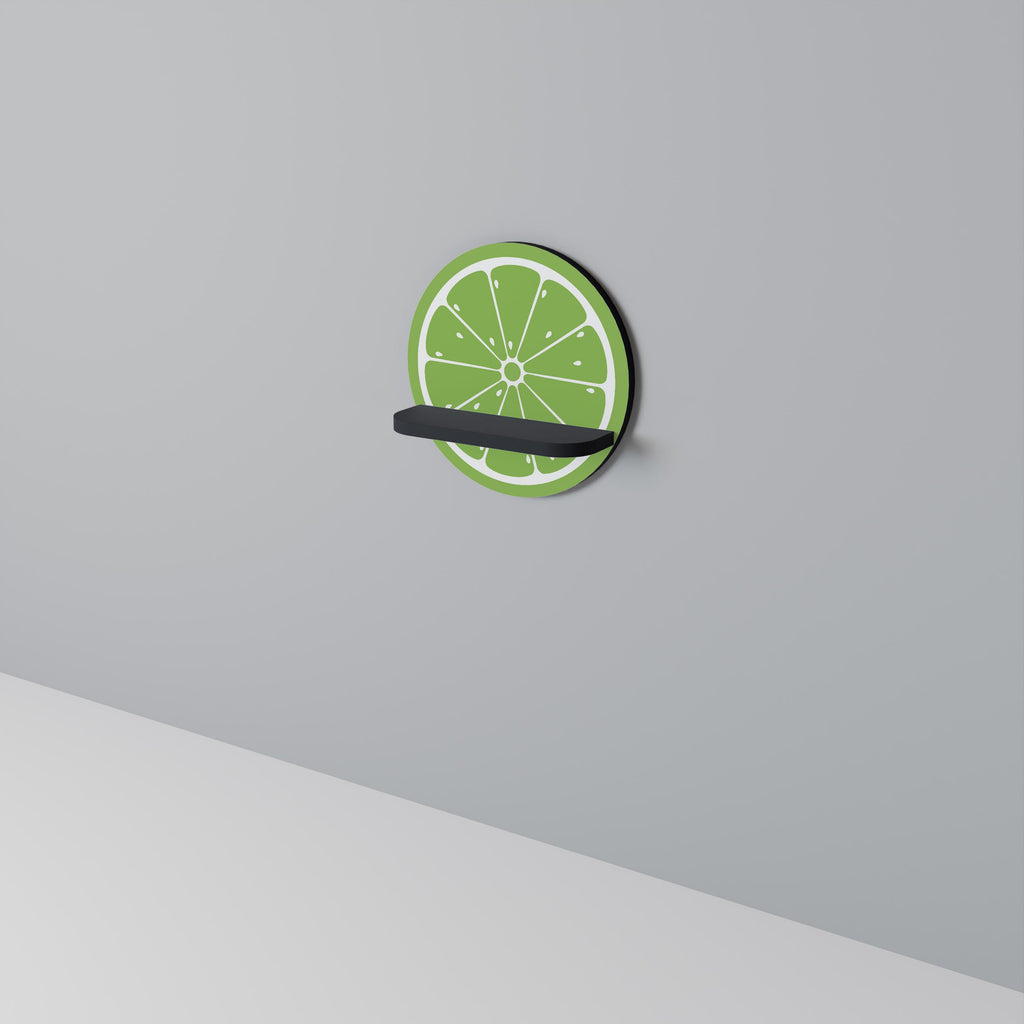 REFRESHING LIME Prateleira Redonda Decorativa em Acabamento Preto