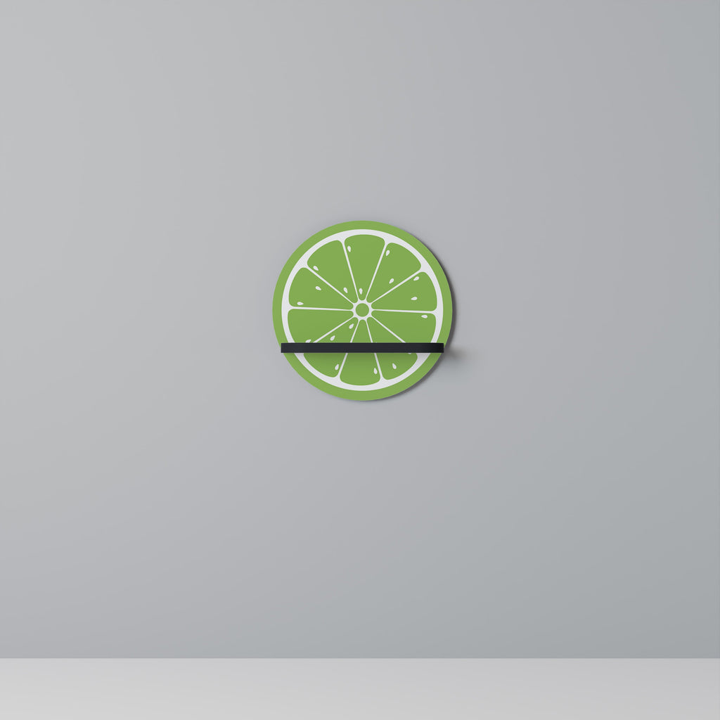 REFRESHING LIME Prateleira Redonda Decorativa em Acabamento Preto