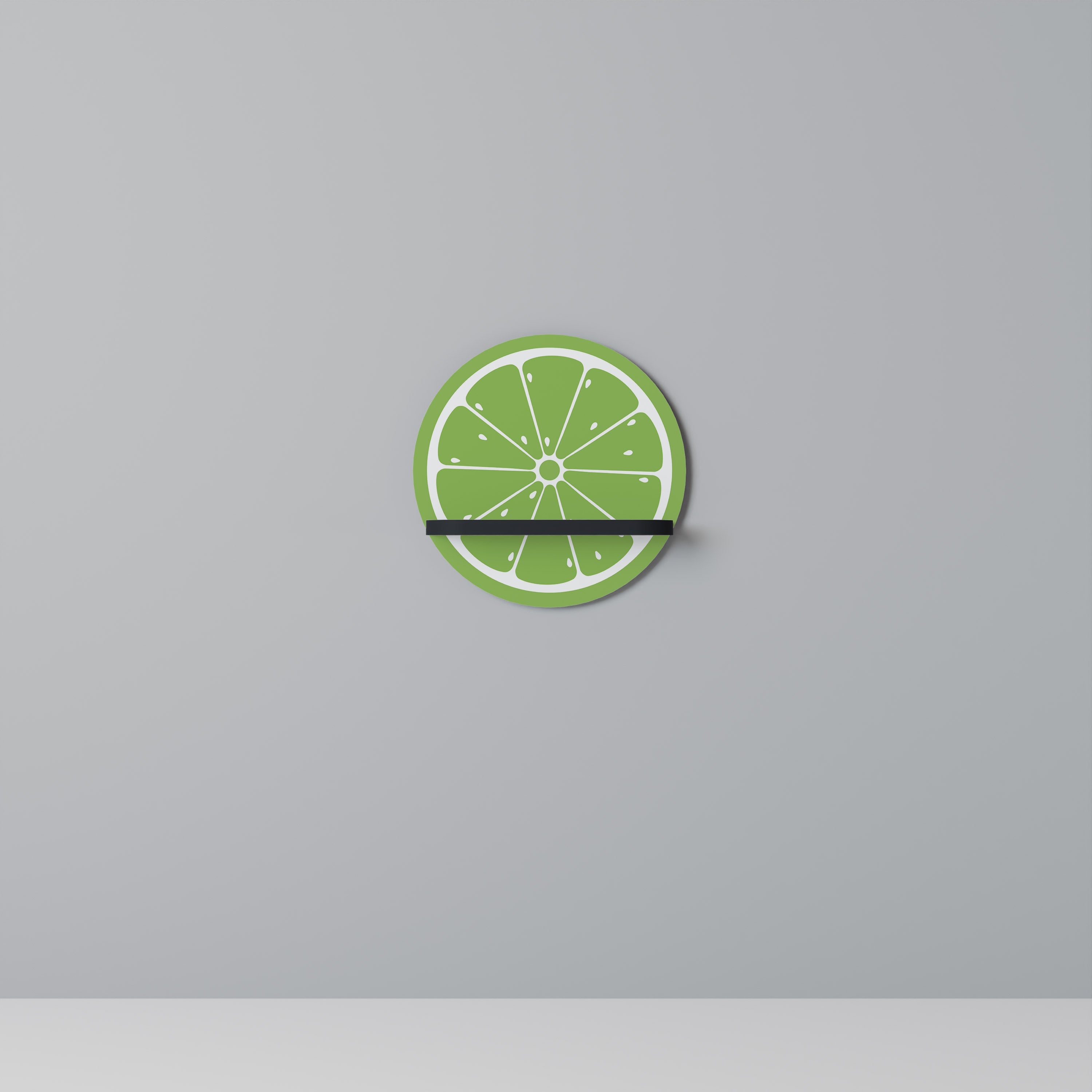 REFRESHING LIME Prateleira Redonda Decorativa em Acabamento Preto