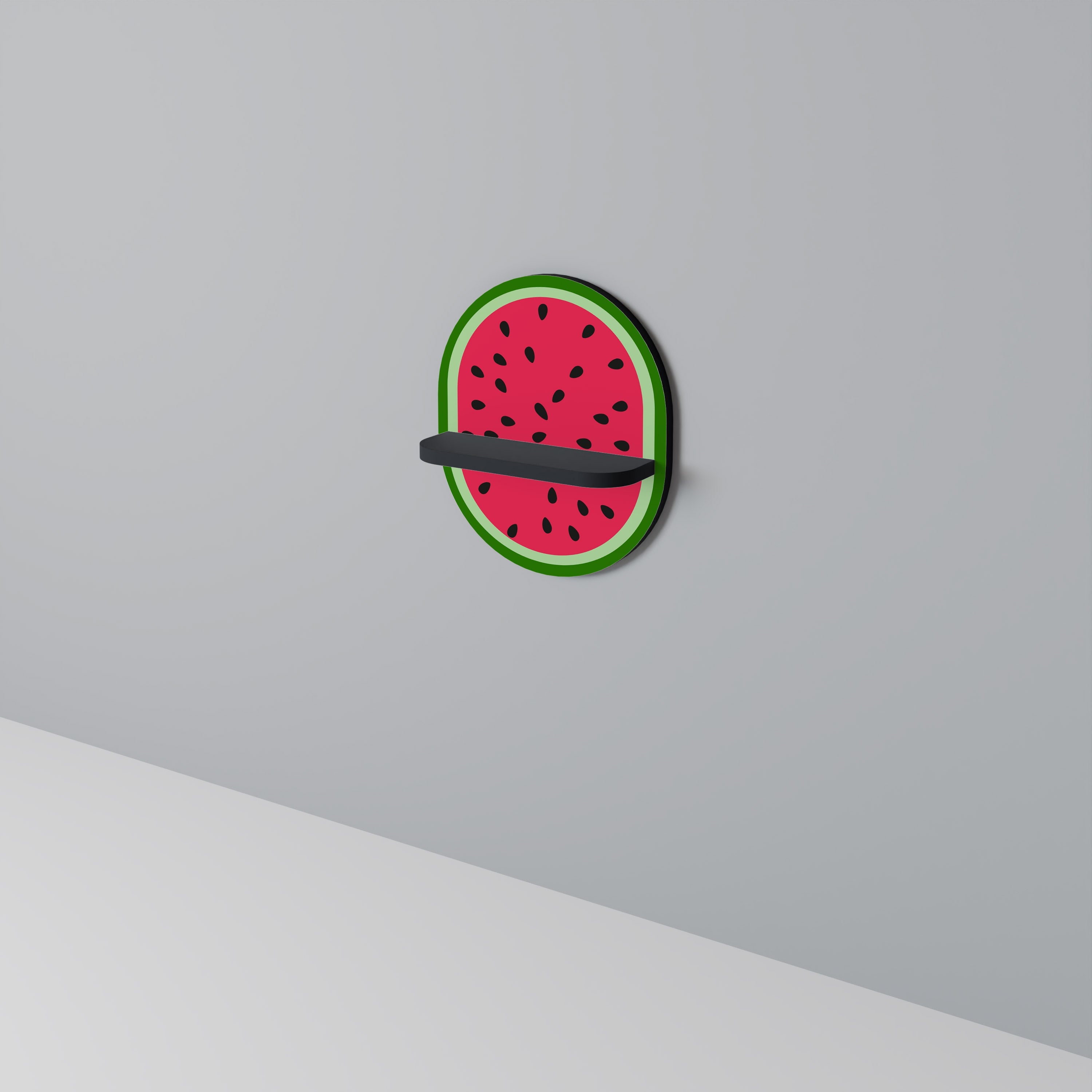 MATURE WATERMELON Prateleira Oval Decorativa em Acabamento Preto
