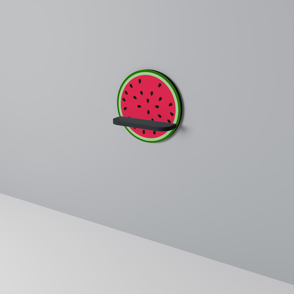 MATURE WATERMELON Prateleira Redonda Decorativa em Acabamento Preto