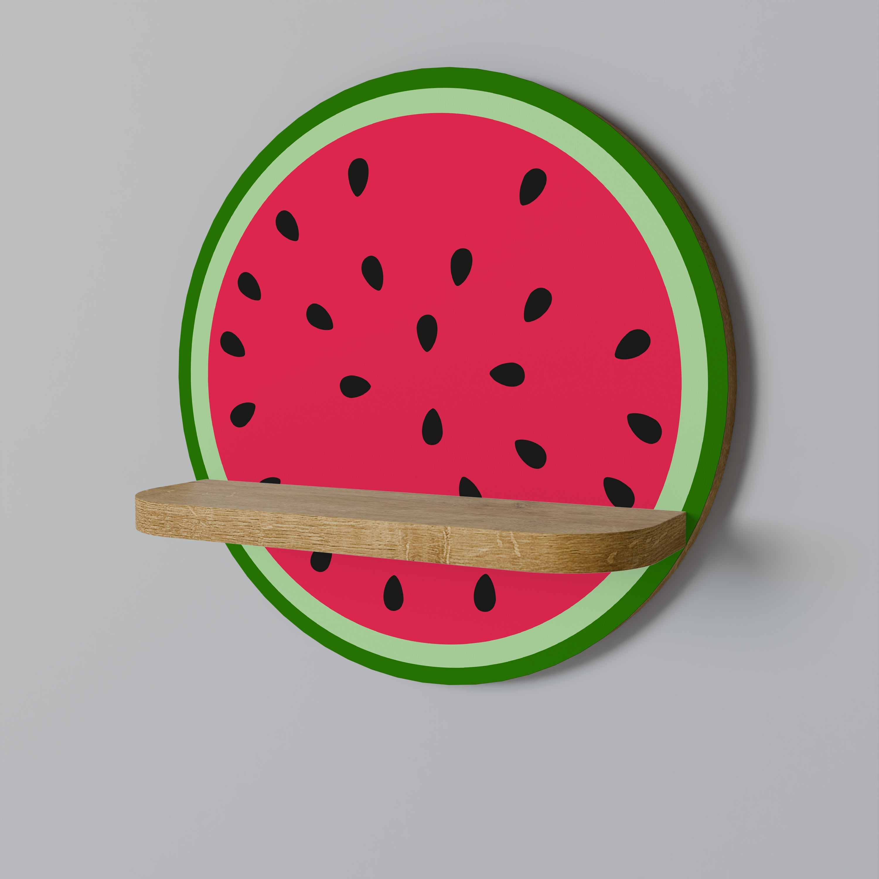 MATURE WATERMELON Prateleira Redonda Decorativa em Efeito Carvalho