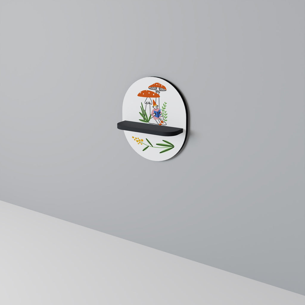 GARDEN GNOMES Prateleira Oval Decorativa em Acabamento Preto