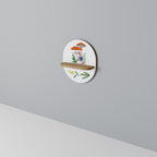 GARDEN GNOMES Prateleira Oval Decorativa em Efeito Carvalho