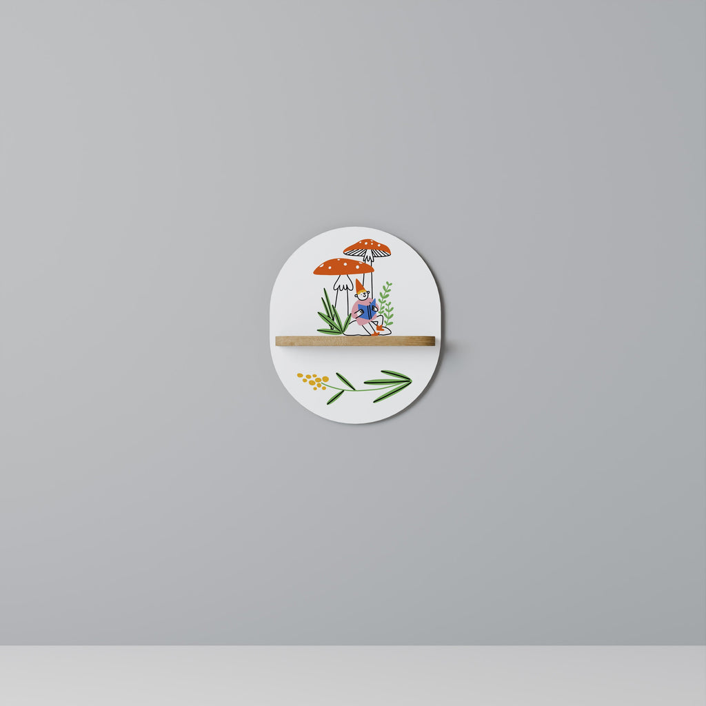 GARDEN GNOMES Prateleira Oval Decorativa em Efeito Carvalho