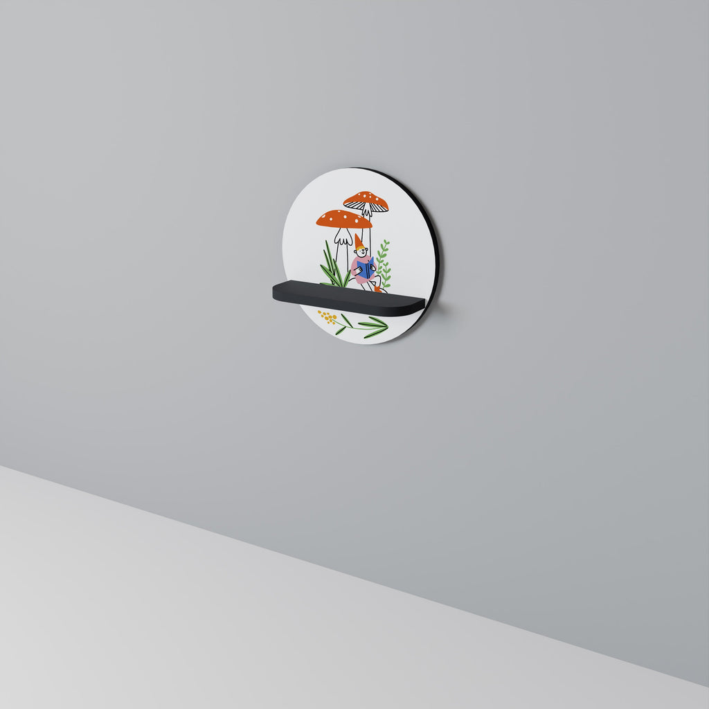 GARDEN GNOMES Prateleira Redonda Decorativa em Acabamento Preto