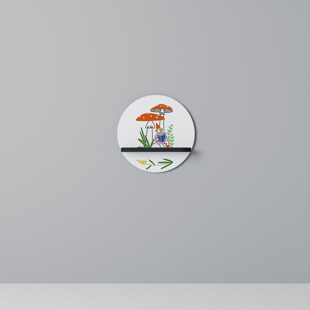 GARDEN GNOMES Prateleira Redonda Decorativa em Acabamento Preto