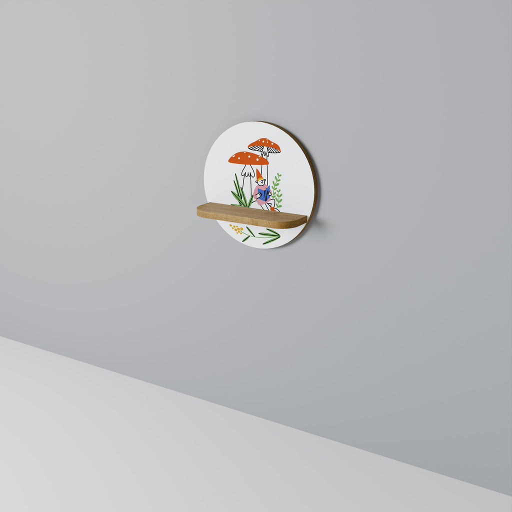 GARDEN GNOMES Prateleira Redonda Decorativa em Efeito Carvalho